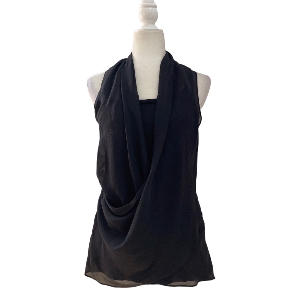 Gold Hawk Draped Silk  Sleeveless Top Blouse